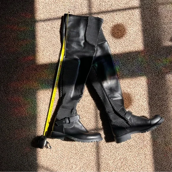JustFab black pleather “Caterine” thigh high boot 7.5 - Picture 2 of 8